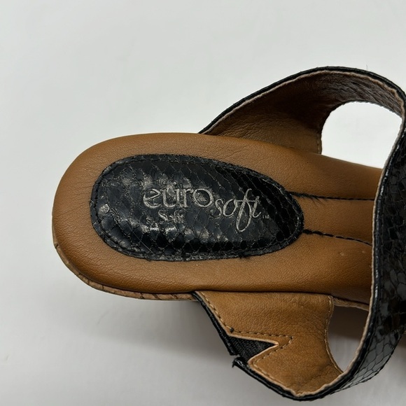 EuroSoft Black Snakeskin Cork Wedge Sandals Size 7 BSN6827F - Picture 7 of 8